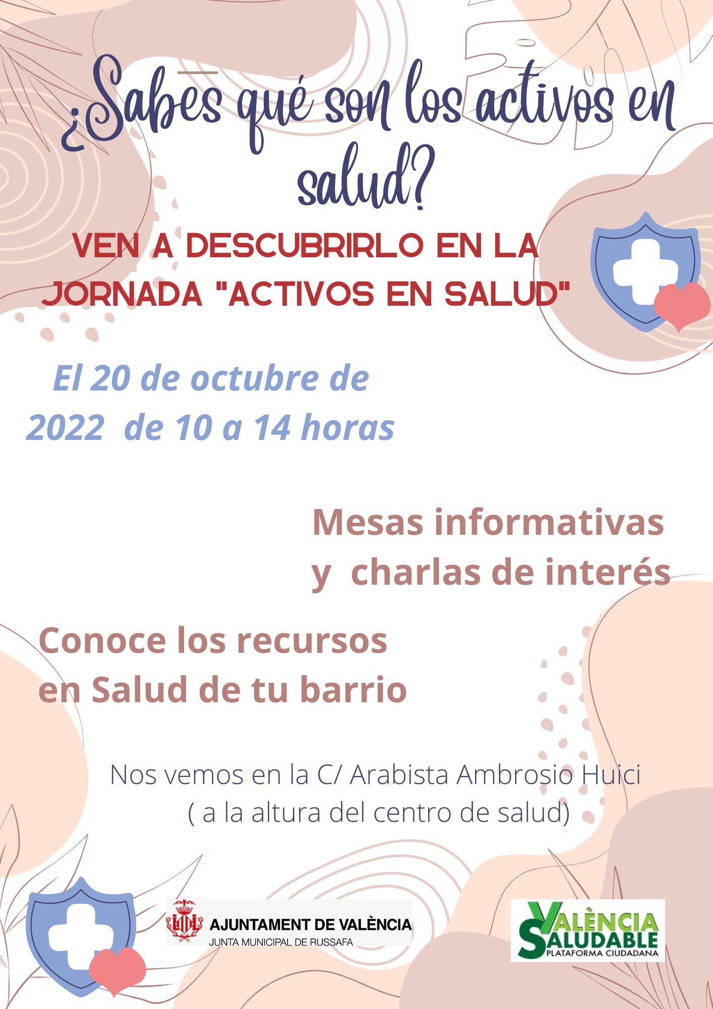 Cartel anunciador de la Jornada de Visibilización de Activos en Salud en castellano