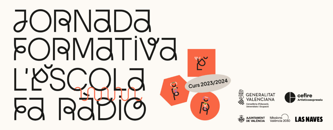 Cartel de la jornada del proyecto L'Escola fa Ràdio con los logotipos de los organizadores