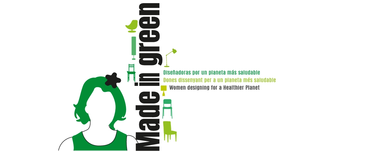 Cartel de Made In green exposición de diseño hecho por mujeres